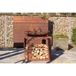 Vuurschaal Selki Met Houtopslag - 80 Cm -Goedkope Tuin Adem Winkel vuurschaal selki met houtopslag 1619084442 3 600